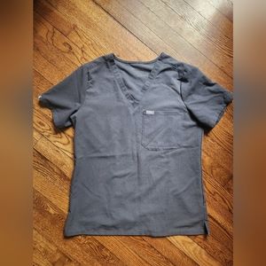 Womens FIGS Charcoal Catarina One-Pocket Scrub Top Classic Size Medium